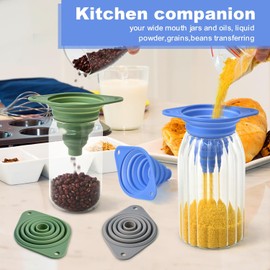 Juego de 3 embudos de cocina, embudos para uso en cocina, embudo de silicona plegable, embudos pequeños para llenar botellas pequeñas