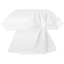 10 x White TNT Disposable Kimono with Belt for Beauticians, Hairdressing Salons and Beauty Centers