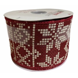 Handmade Holiday Holiday Christmas Ribbon 2.5" x 25' Red Sweater Wire Edge Wreath Craft Décor New