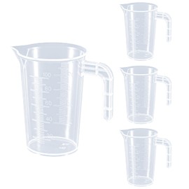 Plastic Measuring Beaker, 4 Pcs Liquid Measuring Cups, 100 ml Unbreakable Graduated Beakers with Handle and Spout, Transparent Clear Precise Markings for Kitchen Baking Lab Restaurant Use