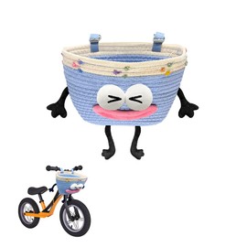 Kids Bike Basket for Girls and Boys, Cotton Rope Woven Front Bike Baskets for Kids, Cute Decorative Accessories for Balance Bikes and Scooters