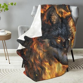 dhakalrlde for Wolf Throw Blanket - Plush, Soft&Comfy Flannel Blanket - Lightweight Blanket for Couch, Bedroom, Travel, Bed for All Ages 50in×60in