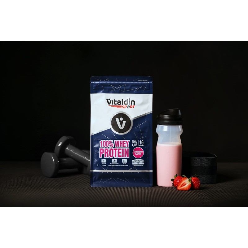 VITALDIN SPORT 100% Whey Protein Strawberry 500 g - 100%