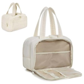 DIFLAX Groß Kosmetiktasche für Damen Kosmetikkoffer Schminktasche Schminkkoffer Damen mit Griff und Teiler Tragbare Kosmetik Organizer Tasche für Geeignet für Reisen Weggehen (Weiß)