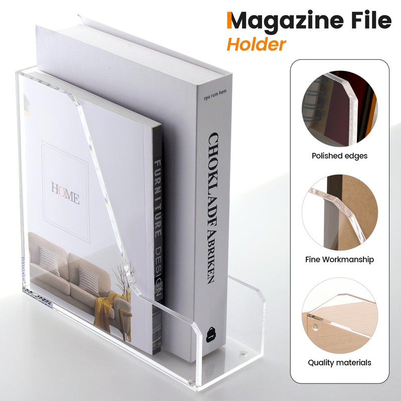 HeZone Acrylic Magazine Rack File Holder Desk Organizers and Storage