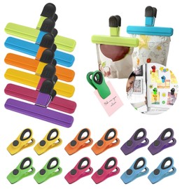 18 Piezas Clips para Bolsas de Alimentos con Imán - Pinzas Herméticas Grandes Mejoradas para Bocadillos, Café y Patatas Fritas - Multicolor, Resistente para Cocina, Viajes y Oficina