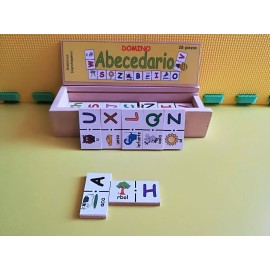 Domino Dominó Abecedario, Texto-imagen Madera, Educativo, Didáctico
