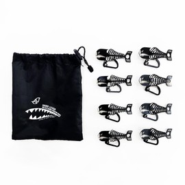 CAMVIL SHARK Wood Deck Pegs, Universal Hardware, Camping Tent, Fish Bone Shape, Aluminum, Safety Buckle, Spring Kit, Multifunctional Hooks, Anchors, Pegs, Wooden Deck Hooks, Storage Bag Included
