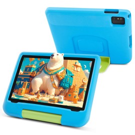 paitanry Android 14 Tablet for Kids - Kids Tablet 10.1 inch with Blue EVA Case, Android 14, A523 Octa-Core CPU, 8GB+64GB, Wi-Fi 6 (2.4GHz & 5GHz), Dual Camera, GMS, Parental Control