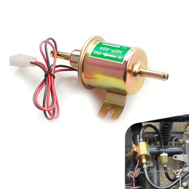 MOXRUQ Electric Fuel Pump, 12V Gas Diesel Fuel Pump, HEP-02A Inline Low Pressure Electric Fuel Pump Kit, Suitable for All 12 Volt Cars, Trucks, Boats, Carburetor, Lawnmower and Generators (Gold)