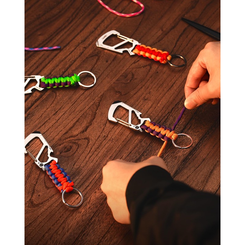 KeyUnity Carabiner Paracord KC00 Keychain Multi-functional 【Ruler・Bottle Opener・Screwdriver・Wrench】 Braided Stylish