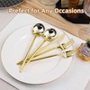 LULLABY 300PCS Gold Plastic Silverware, Heavy Duty Disposable Utensils, Gold