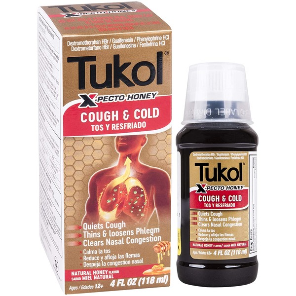 TUKOL Adult X-Pecto Miel Honey Cold Syrup, 4 oz, White