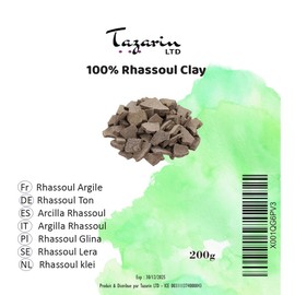 200 g Lava Powder Ghassoul, Clay for Skin, Hair & Body Care, Mineral Soil, Also for Masks & Scrubs, No Surfactants, Natural & Vegan Tazarin Ltd