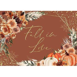 Mocsicka Fall in Love Bridal Shower Backdrop Boho Autumn Leaves Pumpkin Bride Shower Background Terracotta Flower Pampas Grass Wedding Party Banner Decoration (Terracotta, 7x5ft(82''x60''))