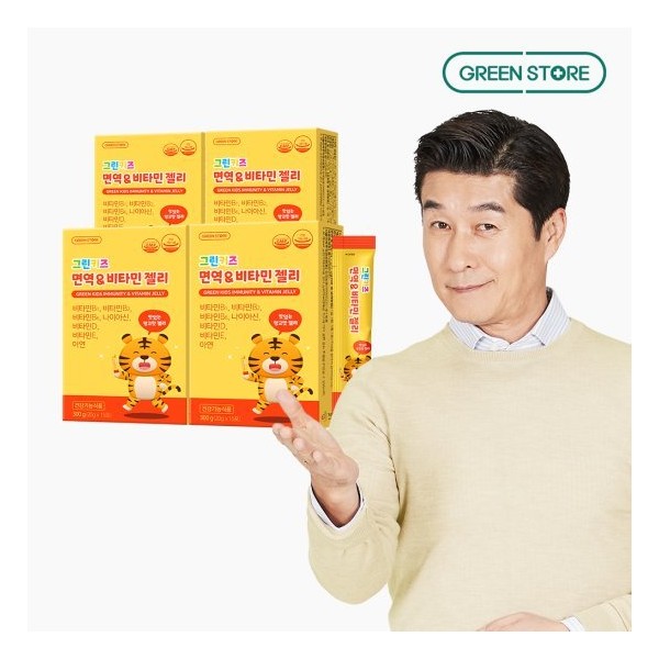 Green Store Green Kids Immunity &amp; Vitamin Jelly (15-day supply x 4), single option / 그린스토어  그린키즈 면역&amp amp 비타민 젤리(15일분x4개), 단일옵션