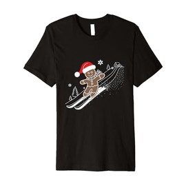 Gingerbread Man Christmas Skiing Down Gifts Winter Xmas Kid Premium T-Shirt