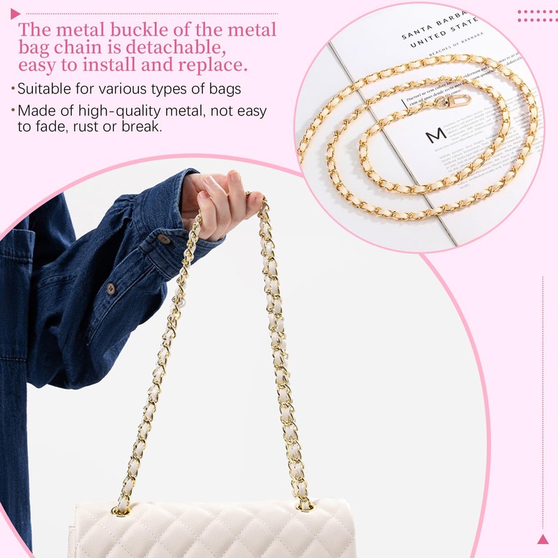 Landrain Pack of 3 Bag Chains Gold Chain for Bag