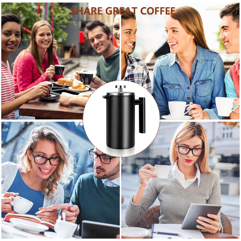 SZHETEFU 34 OZ Large French Press, Premium Stainless Steel Sturdy