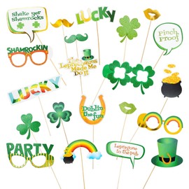 21pcs St.Patrick's Day Green Gold Rainbow PhotoBooth Selfie Props Fully Assembled Party Decoration Supplies
