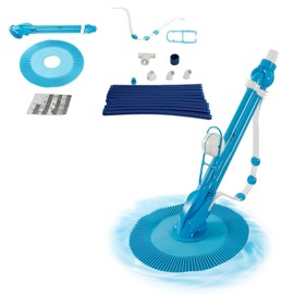 GODECOR Automatic Suction Pool Cleaner, Side Climbing Pool Cleaners with 10 Hose, Low Noise Pool Vacuum Cleaner for Above-Ground & In-ground Swimming Pool, Blue