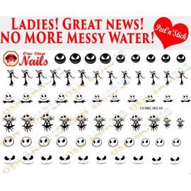 Clear Vinyl Cut, Peel and Stick Nail Art Decals/Stickers by DimOxy Designs Themed for Jack The Skellington, The Christmas Nightmare (Ver.2) Lovers.