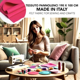 IPEA Felt Fabric Fuchsia - Large Piece 190 x 100 cm - Made in Italy - Soft Felt Fabric Plain for Clothing, Accessories, Decorations, Creations, Patchwork - Fabric for Sewing - Craft Felt