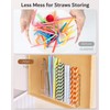 Upgraded 9.6'' Large Acrylic Straw Holder for Cabinet Door, Space-Saving