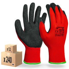 MK-Glove Abrasion-Resistant Men's Work Gloves, Gardening Gloves and Assembly Gloves with Latex Coating, Workshop Protective Gloves, Mechanic Gloves, Size 10-XL (12 Pairs)
