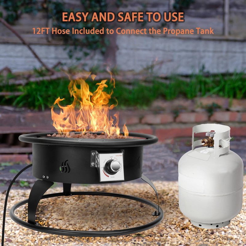 ONLYFIRE OUTDOOR LIVING Propane Gas Fire Pit 22¡±, Portable Smokeless