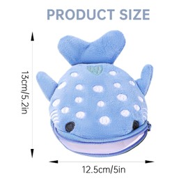 Shark Coin Purse Cute Small Wallet Plush Cartoon Cosmetic Items Bag Animal Zipper Keychain Change Purse Mini Earphone Bag Funny Novelty Coin Pouch for Women(Blue)