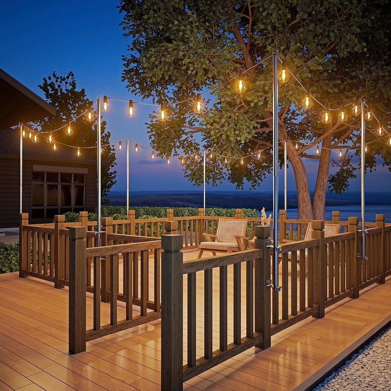 Antsky 4Pack String Light Poles - Stainless Steel 6.5FT Deck