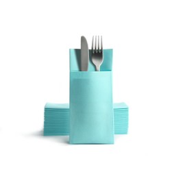 Alvotex Chic Airlaid 50 Cutlery Napkins Cutlery Pockets, Fabric-Like, High-Quality Disposable Napkin, 39 x 40 cm, Mint Blue