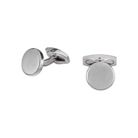 Breil TJ3051 CARVE Men's Satin Steel Cufflinks with Polished Edges 1.4 cm, Stainless Steel, No Gemstone