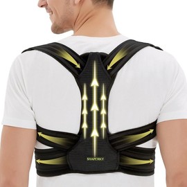SHAPERKY Posture Corrector for Men and Women, Adjustable Upper Back Brace, Muscle Memory Support Straightener, Providing Pain Relief from Neck, Shoulder, and Upper and Lower Back S-M