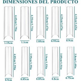 Nivofu 200Pcs Puntas de Uñas Postizas Curvadas en C Largas, Uñas Postizas Cuadradas, Puntas de Uñas Postizas Curvadas en C Largas con Caja para Arte de Uñas, Salones de Uñas, Transparente, 10 Tamaños
