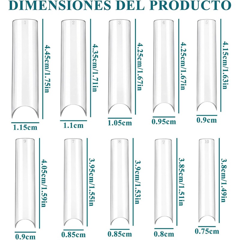 Nivofu 200Pcs Puntas de Uñas Postizas Curvadas en C Largas,