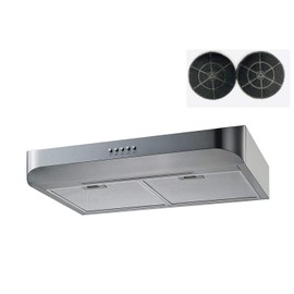 Winflo 30 In. 350 CFM Convertible Stainless Steel Under Cabinet Range Hood with Mesh filters and Charcoal Filters and Push Button Control