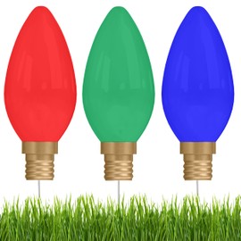 Christmas Light Bulb 3 Pack Blue red Green Classic Yard Sign Home Decor Lawn Decoration With Stakes Happy Holidays Merry Christmas XMAS Holiday Sign Santa Claus