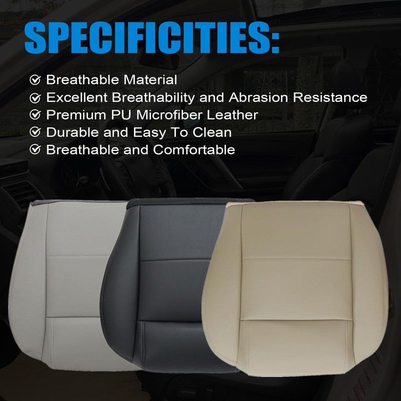 Priprilod Driver and Passenger Side Bottom Non-Perforated Replacement Leather Seat
