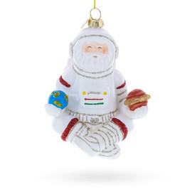 Santa Astronaut Blown Glass Christmas Ornament