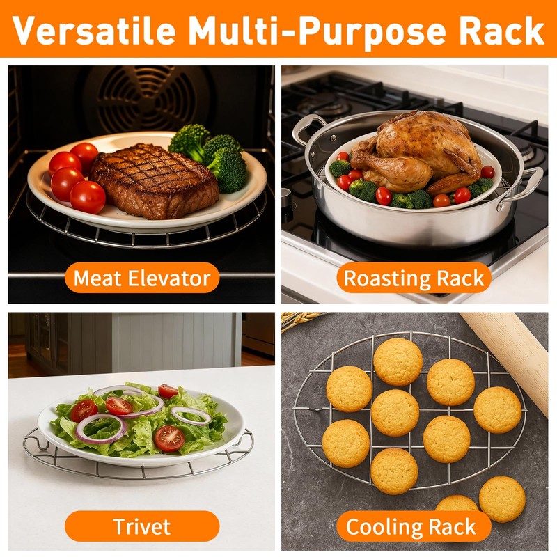 TamBee Cooking Oval 9.8 Inch Cookie Cooling Rack 304 Stainless