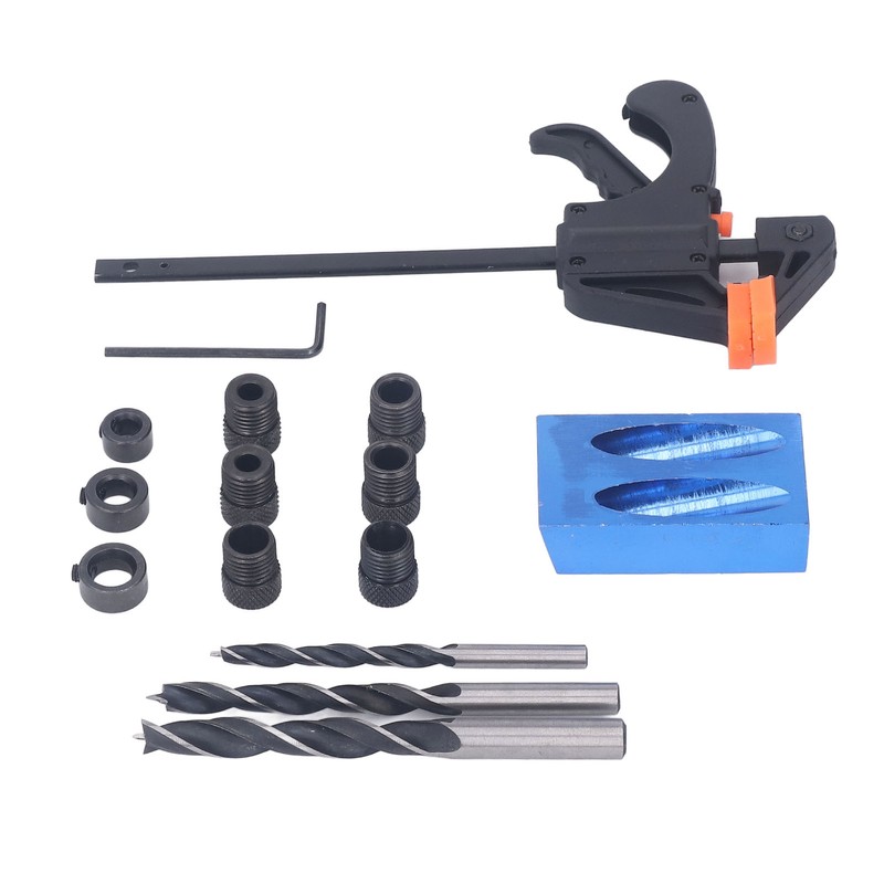 15Pcs Pocket Hole Jig 15° Aluminum Alloy Inclined Hole Drilling
