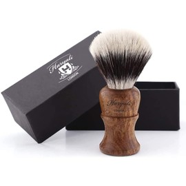 Haryali London Shaving Brush with Synthetic Silvertip Hair - Synthetic Shaving Cream Brush - Wooden Shaving Brush for Extra Lather - Perfect with Any Shaving Cream or Shaving Soap