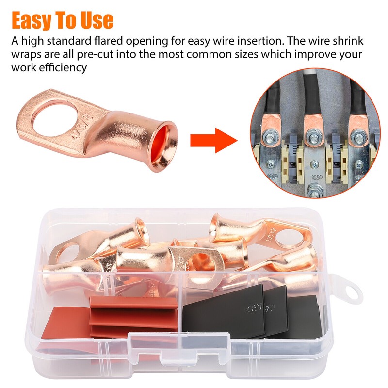 NSI 20pcs 4 AWG Gauge Copper Lugs w/ BLACK &