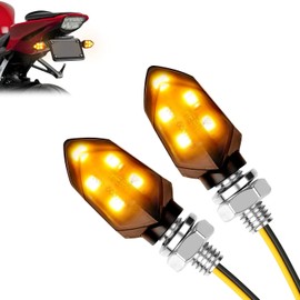 LOPHE Pack of 2 LED Motorcycle Indicators, 12 V Motorcycle Running Light, 5 LED M8 E-Mark Tested Mini Indicator Universal Indicator Light Waterproof for Motocross Bicycle Moped