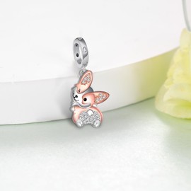 qielizhu Corgi Charm 925 Sterling Silver Cute Corgi Charms for Bracelets Corgi Jewelry Corgi Gifts for Corgi Lovers Women