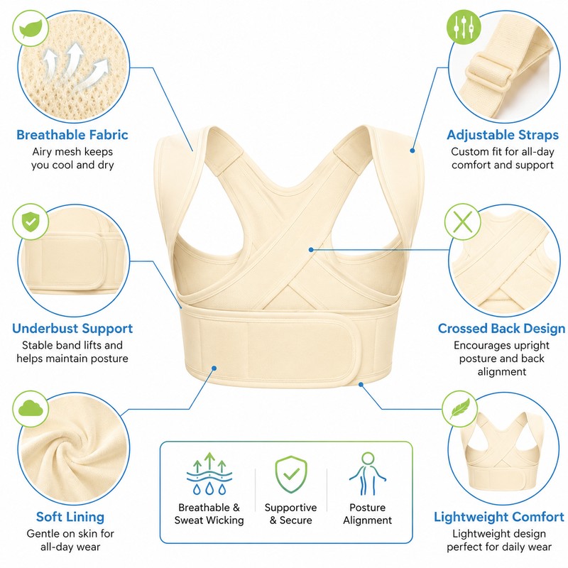 Adjustable Posture Corrector Back Brace for Upper Back Support –