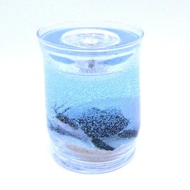 Handcrafted Blue Limited Edition Sea Turtle Hatchling Refillable Forever Gel Candle Design With 4 Pack Of Clear Unscented 8 Hour Gel Tea Lights Candles