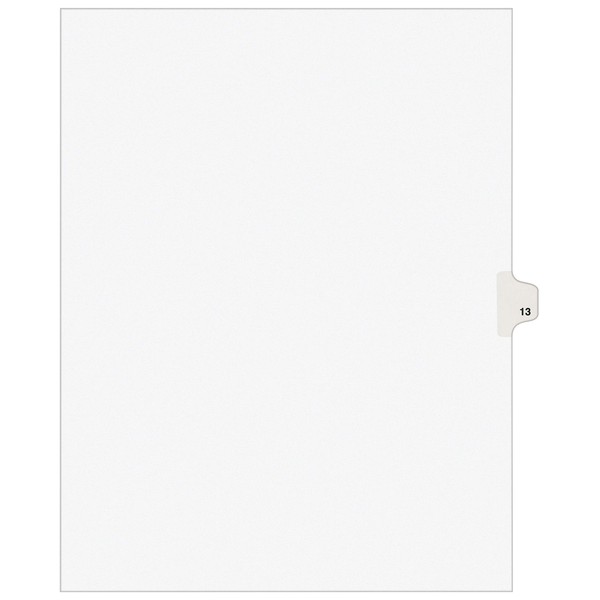 Avery Individual Legal Exhibit Dividers, Avery Style, 13, Side Tab, 8.5 x 11 inches, Pack of 25 (11923),White
